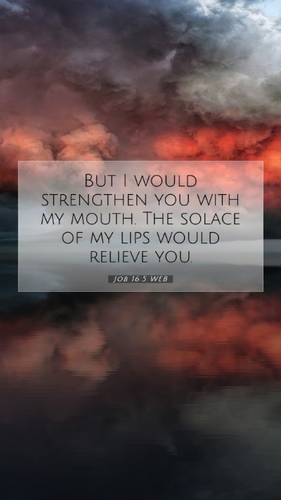Picture 07 - Job 16:5 WEB Mobile Phone Wallpaper - But I would strengthen you with my mouth. The - Mobile Bible Verse Wallpaper