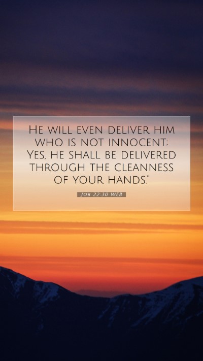 Picture 07 - Job 22:30 WEB Mobile Phone Wallpaper - He will even deliver him who is not innocent; - Mobile Bible Verse Wallpaper