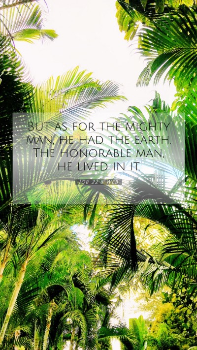 Picture 07 - Job 22:8 WEB Mobile Phone Wallpaper - But as for the mighty man, he had the earth. The - Mobile Bible Verse Wallpaper