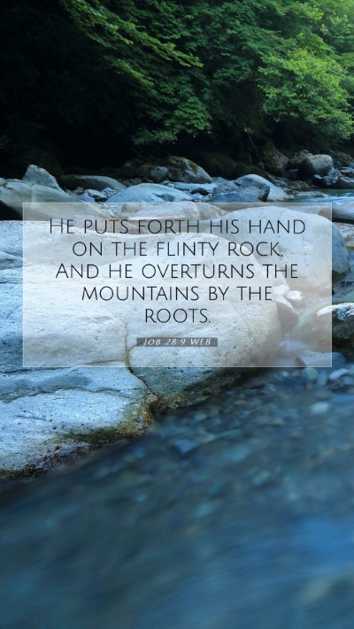 Picture 07 - Job 28:9 WEB Mobile Phone Wallpaper - He puts forth his hand on the flinty rock, And he - Mobile Bible Verse Wallpaper