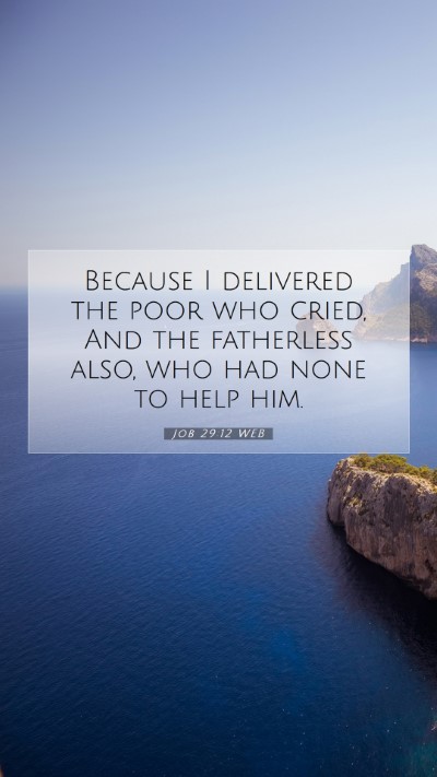 Picture 07 - Job 29:12 WEB Mobile Phone Wallpaper - Because I delivered the poor who cried, And the - Mobile Bible Verse Wallpaper
