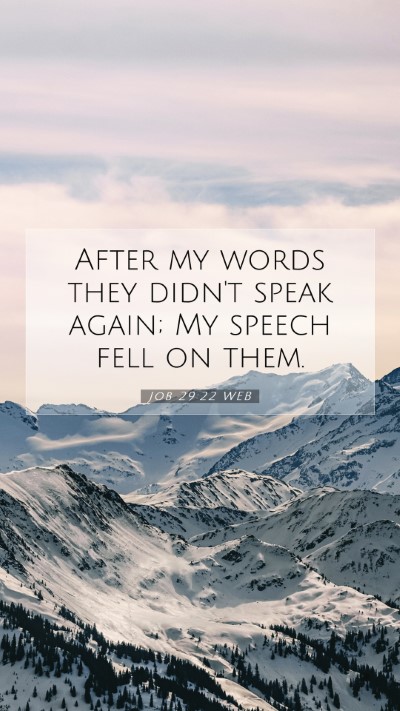 Picture 07 - Job 29:22 WEB Mobile Phone Wallpaper - After my words they didn't speak again; My speech - Mobile Bible Verse Wallpaper