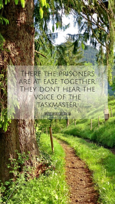 Picture 07 - Job 3:18 WEB Mobile Phone Wallpaper - There the prisoners are at ease together. They - Mobile Bible Verse Wallpaper