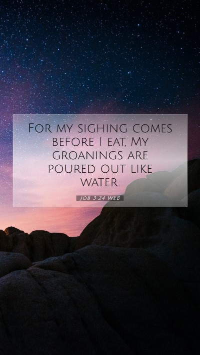 Picture 07 - Job 3:24 WEB Mobile Phone Wallpaper - For my sighing comes before I eat, My groanings - Mobile Bible Verse Wallpaper