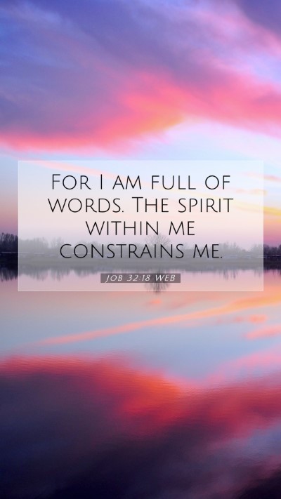 Picture 07 - Job 32:18 WEB Mobile Phone Wallpaper - For I am full of words. The spirit within me - Mobile Bible Verse Wallpaper