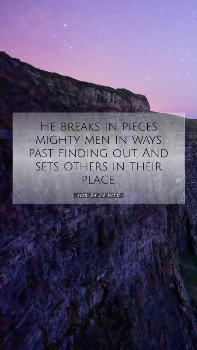 Picture 07 - Job 34:24 WEB Mobile Phone Wallpaper - He breaks in pieces mighty men in ways past - Mobile Bible Verse Wallpaper