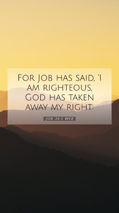 Picture 07 - Job 34:5 WEB Mobile Phone Wallpaper - For Job has said, 'I am righteous, God has taken - Mobile Bible Verse Wallpaper