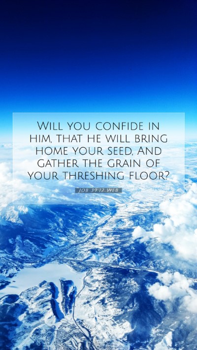 Picture 07 - Job 39:12 WEB Mobile Phone Wallpaper - Will you confide in him, that he will bring home - Mobile Bible Verse Wallpaper