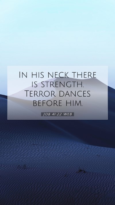 Picture 07 - Job 41:22 WEB Mobile Phone Wallpaper - In his neck there is strength. Terror dances - Mobile Bible Verse Wallpaper