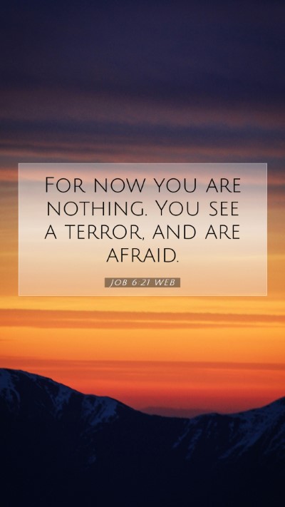 Picture 07 - Job 6:21 WEB Mobile Phone Wallpaper - For now you are nothing. You see a terror, and - Mobile Bible Verse Wallpaper