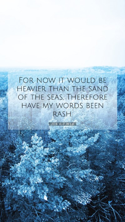 Picture 07 - Job 6:3 WEB Mobile Phone Wallpaper - For now it would be heavier than the sand of the - Mobile Bible Verse Wallpaper