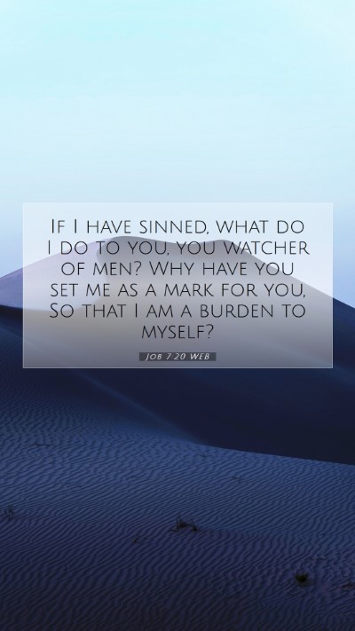 Picture 07 - Job 7:20 WEB Mobile Phone Wallpaper - If I have sinned, what do I do to you, you - Mobile Bible Verse Wallpaper