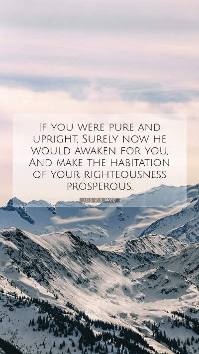 Picture 07 - Job 8:6 WEB Mobile Phone Wallpaper - If you were pure and upright, Surely now he would - Mobile Bible Verse Wallpaper