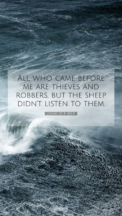 Picture 07 - John 10:8 WEB Mobile Phone Wallpaper - All who came before me are thieves and robbers, - Mobile Bible Verse Wallpaper