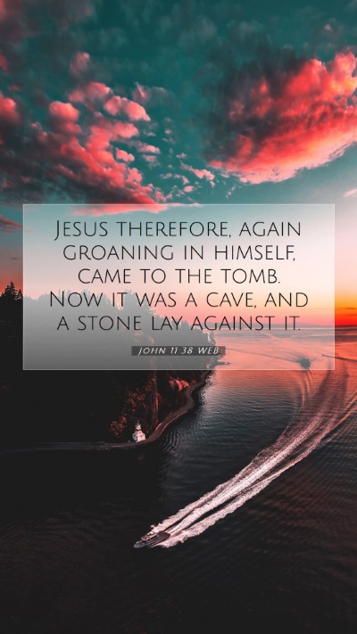Picture 07 - John 11:38 WEB Mobile Phone Wallpaper - Jesus therefore, again groaning in himself, came - Mobile Bible Verse Wallpaper
