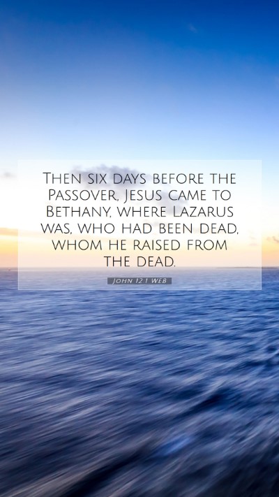 Picture 07 - John 12:1 WEB Mobile Phone Wallpaper - Then six days before the Passover, Jesus came to - Mobile Bible Verse Wallpaper