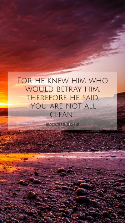 Picture 07 - John 13:11 WEB Mobile Phone Wallpaper - For he knew him who would betray him, therefore - Mobile Bible Verse Wallpaper