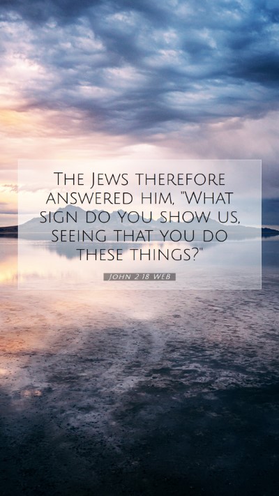 Picture 07 - John 2:18 WEB Mobile Phone Wallpaper - The Jews therefore answered him, 