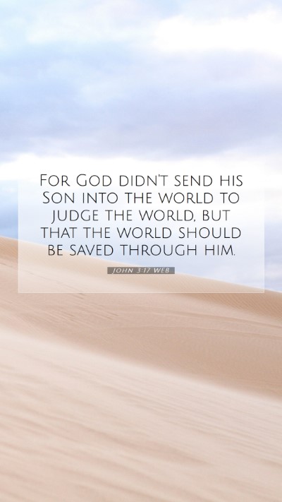 Picture 07 - John 3:17 WEB Mobile Phone Wallpaper - For God didn't send his Son into the world to - Mobile Bible Verse Wallpaper
