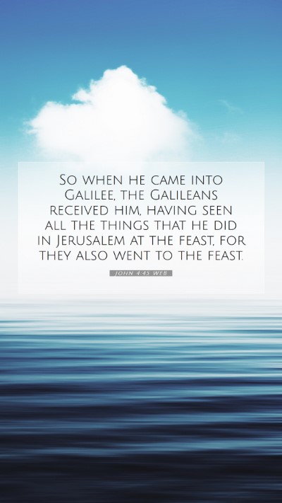 Picture 07 - John 4:45 WEB Mobile Phone Wallpaper - So when he came into Galilee, the Galileans - Mobile Bible Verse Wallpaper