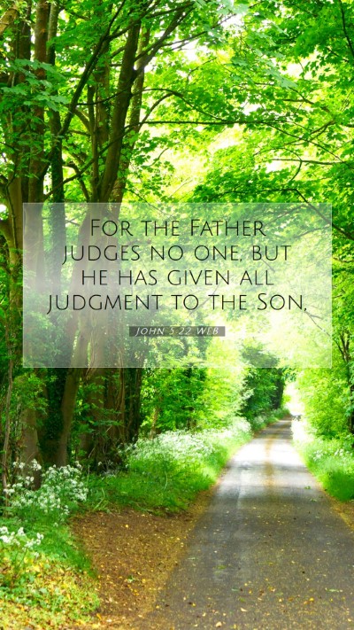 Picture 07 - John 5:22 WEB Mobile Phone Wallpaper - For the Father judges no one, but he has given - Mobile Bible Verse Wallpaper