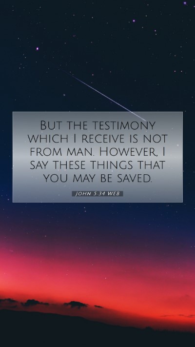 Picture 07 - John 5:34 WEB Mobile Phone Wallpaper - But the testimony which I receive is not from - Mobile Bible Verse Wallpaper