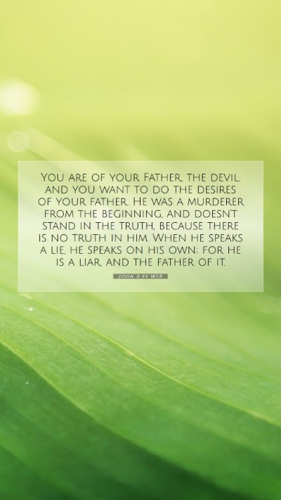 Picture 07 - John 8:44 WEB Mobile Phone Wallpaper - You are of your Father, the devil, and you want - Mobile Bible Verse Wallpaper
