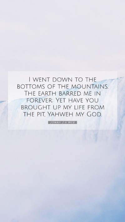 Picture 07 - Jonah 2:6 WEB Mobile Phone Wallpaper - I went down to the bottoms of the mountains. The - Mobile Bible Verse Wallpaper