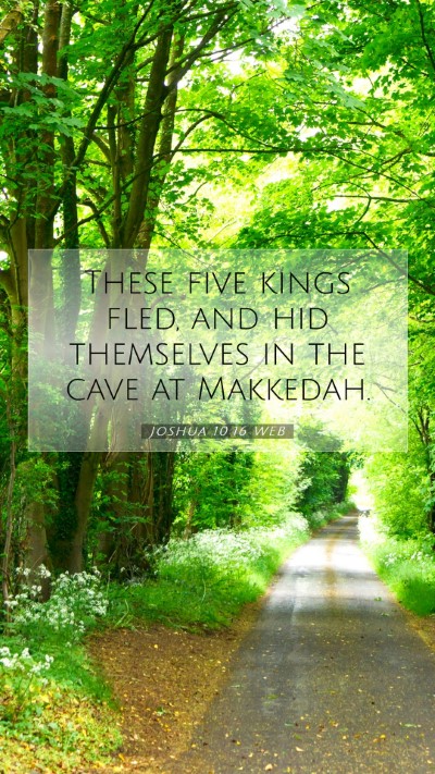 Picture 07 - Joshua 10:16 WEB Mobile Phone Wallpaper - These five kings fled, and hid themselves in the - Mobile Bible Verse Wallpaper