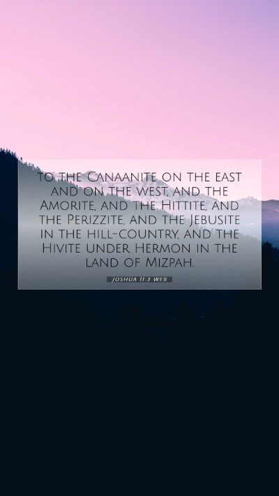 Picture 07 - Joshua 11:3 WEB Mobile Phone Wallpaper - to the Canaanite on the east and on the west, and - Mobile Bible Verse Wallpaper