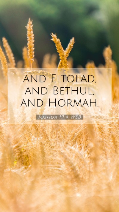 Picture 07 - Joshua 19:4 WEB Mobile Phone Wallpaper - and Eltolad, and Bethul, and - Mobile Bible Verse Wallpaper