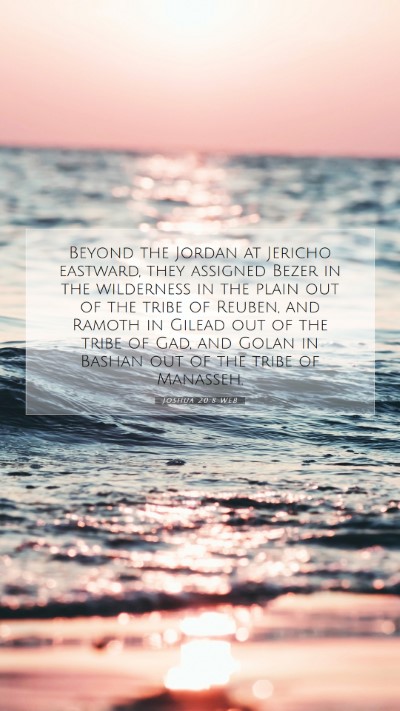 Picture 07 - Joshua 20:8 WEB Mobile Phone Wallpaper - Beyond the Jordan at Jericho eastward, they - Mobile Bible Verse Wallpaper