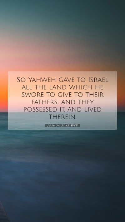 Picture 07 - Joshua 21:43 WEB Mobile Phone Wallpaper - So Yahweh gave to Israel all the land which he - Mobile Bible Verse Wallpaper