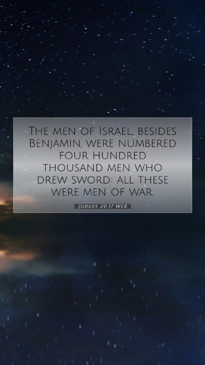 Picture 07 - Judges 20:17 WEB Mobile Phone Wallpaper - The men of Israel, besides Benjamin, were - Mobile Bible Verse Wallpaper