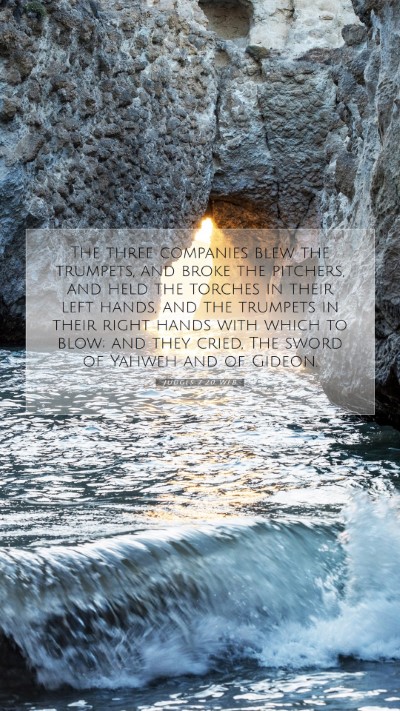 Picture 07 - Judges 7:20 WEB Mobile Phone Wallpaper - The three companies blew the trumpets, and broke - Mobile Bible Verse Wallpaper