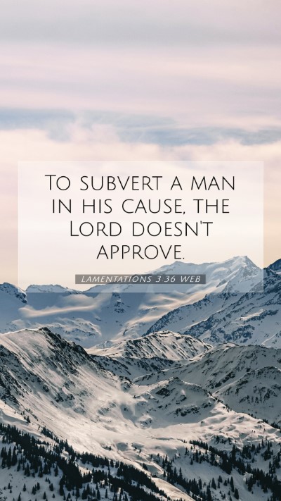 Picture 07 - Lamentations 3:36 WEB Mobile Phone Wallpaper - To subvert a man in his cause, the Lord doesn't - Mobile Bible Verse Wallpaper