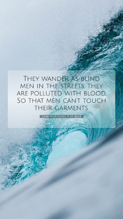 Picture 07 - Lamentations 4:14 WEB Mobile Phone Wallpaper - They wander as blind men in the streets, they are - Mobile Bible Verse Wallpaper