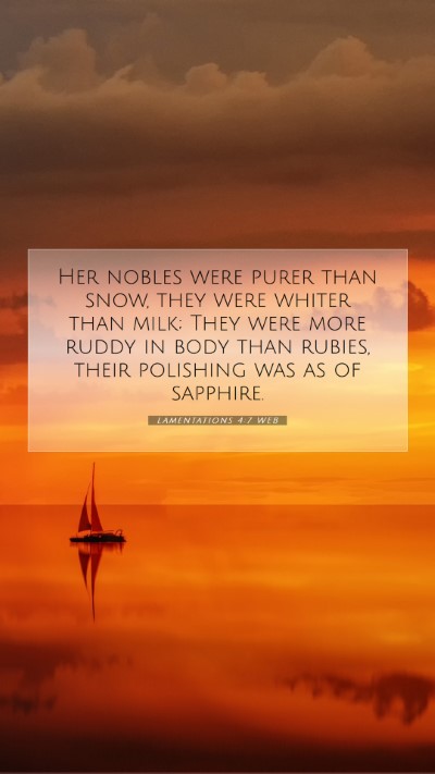 Picture 07 - Lamentations 4:7 WEB Mobile Phone Wallpaper - Her nobles were purer than snow, they were whiter - Mobile Bible Verse Wallpaper