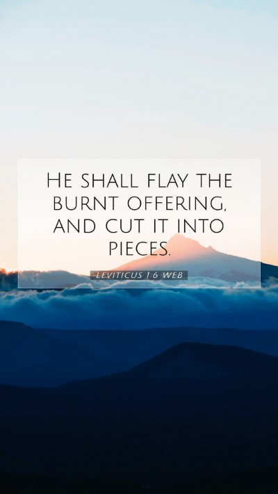Picture 07 - Leviticus 1:6 WEB Mobile Phone Wallpaper - He shall flay the burnt offering, and cut it into - Mobile Bible Verse Wallpaper