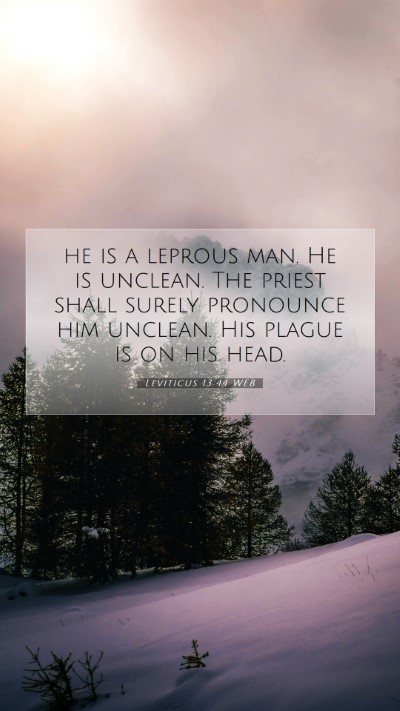 Picture 07 - Leviticus 13:44 WEB Mobile Phone Wallpaper - he is a leprous man. He is unclean. The priest - Mobile Bible Verse Wallpaper