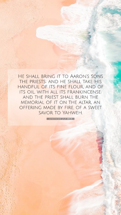 Picture 07 - Leviticus 2:2 WEB Mobile Phone Wallpaper - He shall bring it to Aaron's sons the priests; - Mobile Bible Verse Wallpaper