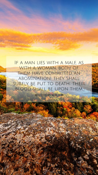 Picture 07 - Leviticus 20:13 WEB Mobile Phone Wallpaper - If a man lies with a male, as with a woman, both - Mobile Bible Verse Wallpaper