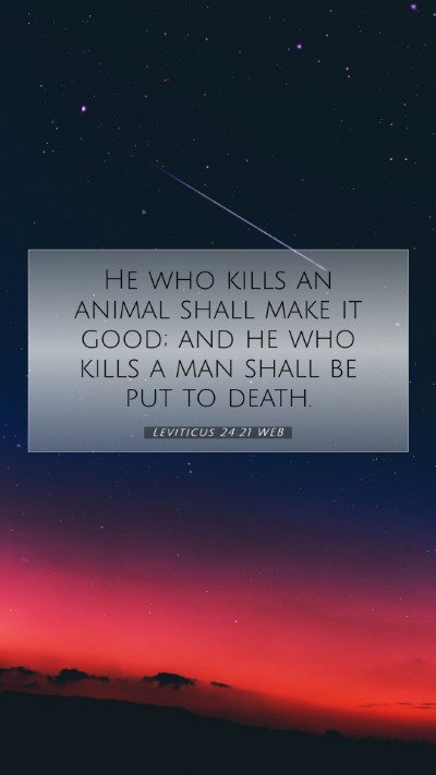 Picture 07 - Leviticus 24:21 WEB Mobile Phone Wallpaper - He who kills an animal shall make it good; and he - Mobile Bible Verse Wallpaper