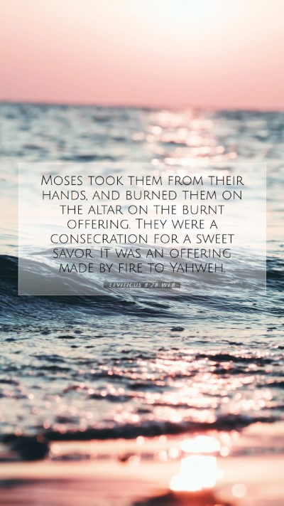 Picture 07 - Leviticus 8:28 WEB Mobile Phone Wallpaper - Moses took them from their hands, and burned them - Mobile Bible Verse Wallpaper