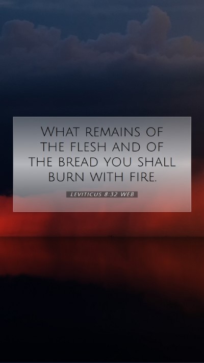Picture 07 - Leviticus 8:32 WEB Mobile Phone Wallpaper - What remains of the flesh and of the bread you - Mobile Bible Verse Wallpaper
