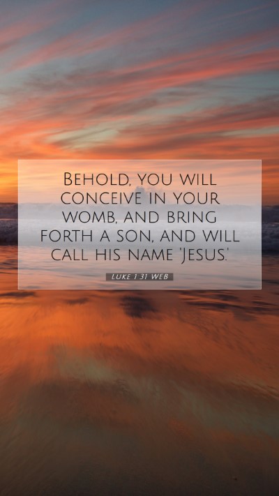 Picture 07 - Luke 1:31 WEB Mobile Phone Wallpaper - Behold, you will conceive in your womb, and bring - Mobile Bible Verse Wallpaper