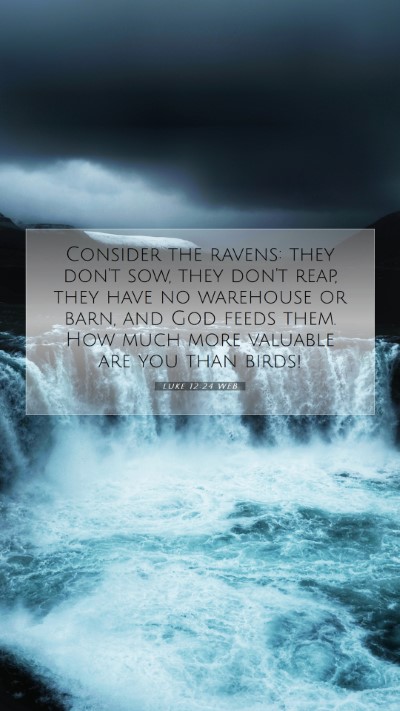 Picture 07 - Luke 12:24 WEB Mobile Phone Wallpaper - Consider the ravens: they don't sow, they don't - Mobile Bible Verse Wallpaper