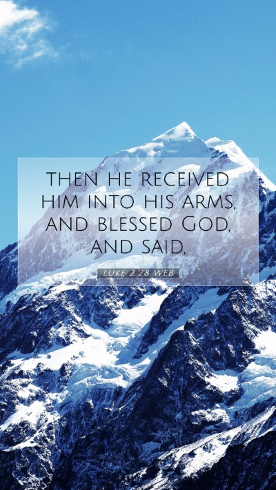 Picture 07 - Luke 2:28 WEB Mobile Phone Wallpaper - then he received him into his arms, and blessed - Mobile Bible Verse Wallpaper