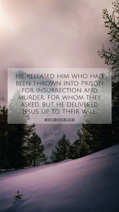 Picture 07 - Luke 23:25 WEB Mobile Phone Wallpaper - He released him who had been thrown into prison - Mobile Bible Verse Wallpaper