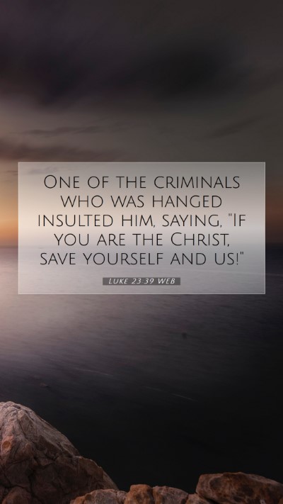 Picture 07 - Luke 23:39 WEB Mobile Phone Wallpaper - One of the criminals who was hanged insulted him, - Mobile Bible Verse Wallpaper